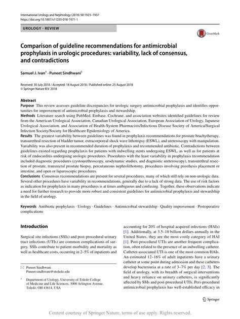 Comparison Of Guideline Recommendations For Antimicrobial Prophylaxis