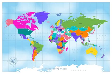 Nessuna opinione su mappa del mondo. Mappa del mondo politico colorato design piatto | Vettore ...
