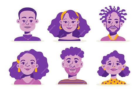 Premium Vector Hand Drawn Flat People Purple Collection