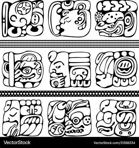 Mayan Glyphs Set Royalty Free Vector Image Vectorstock