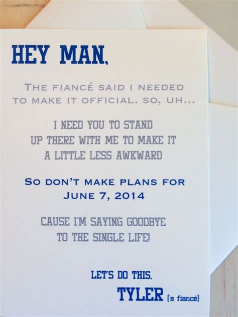 Here are some quite creative ways on how to propose to a guy you plan on spending the rest of your life with. How to ask your #groomsmen - A Witty Letter | CHWV … | Funny wedding invitations, Wedding ...