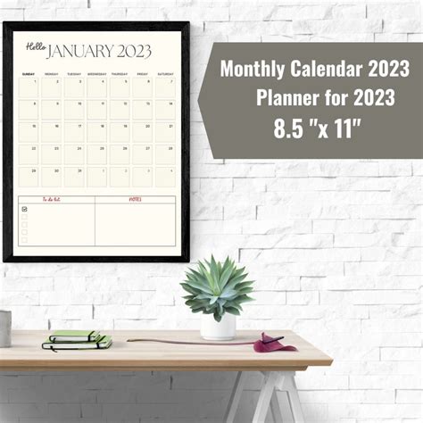 2023 Minimalist Monthly Calendar 2023 Printable Calendar Etsy