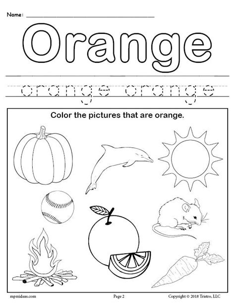 Free Color Orange Worksheet Color Worksheets For Pinterest Cores