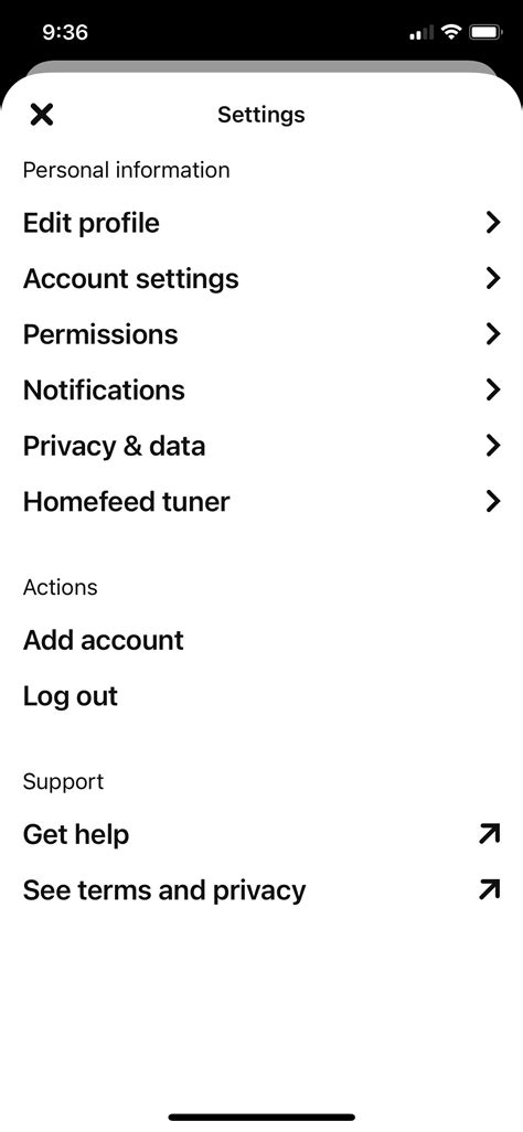 Screenshot Of Pinterest Settings