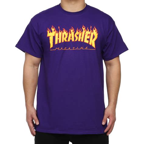 Thrasher Flame Logo T Shirt Purple Camiseta Desssliza3