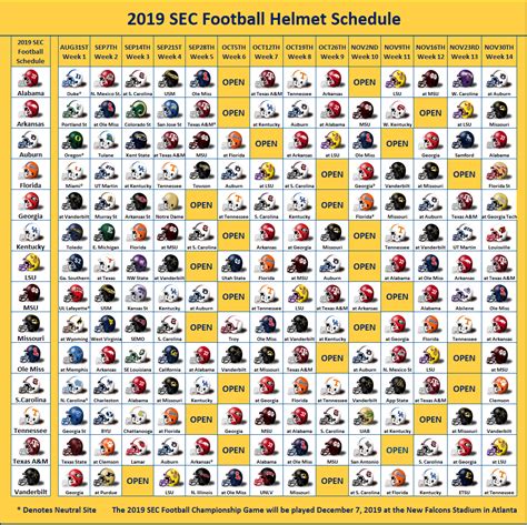 2019 Sec Football Helmet Schedule Sec Football Online