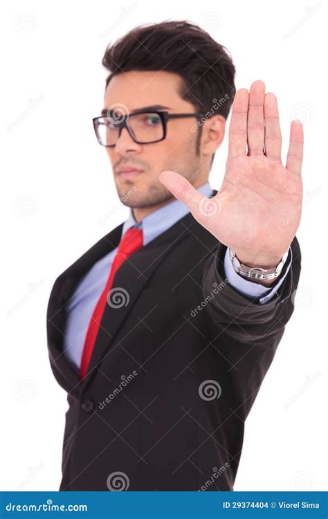 Man Showing The Stop Sign Stock Photo Image Of Business 29374404