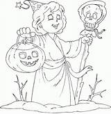 Coloring Halloween Pages Printable Girl Z31 Sheets Costumed Pumpkin Jack Lantern Printables Witch Face Odd Scary Dr sketch template