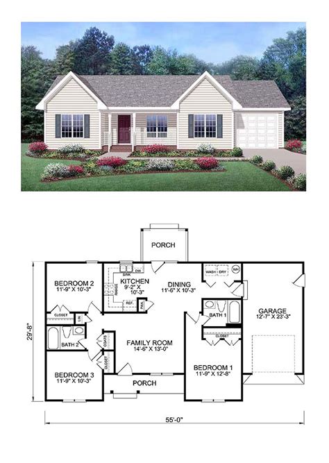See more ideas about house plans, small house plans, house floor plans. Ranch Style House Plan 45515 with 3 Bed, 2 Bath, 1 Car Garage | Family house plans, Ranch style ...