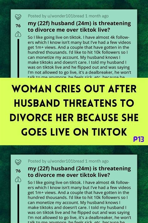 Woman Cries Out After Husband Threatens To Divorce Her Because She Goes Live On Tiktok Artofit