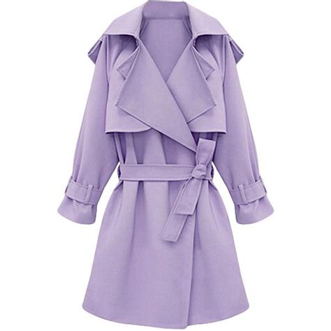 Womens Plus Size Turndown Collar Slimming Trench Coat Purple 60