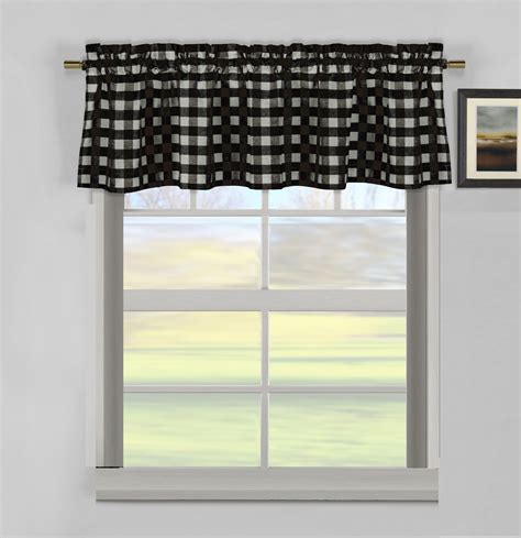 Black Gingham Check Kitchen Window Curtain Valance Plaid 58w X 15h