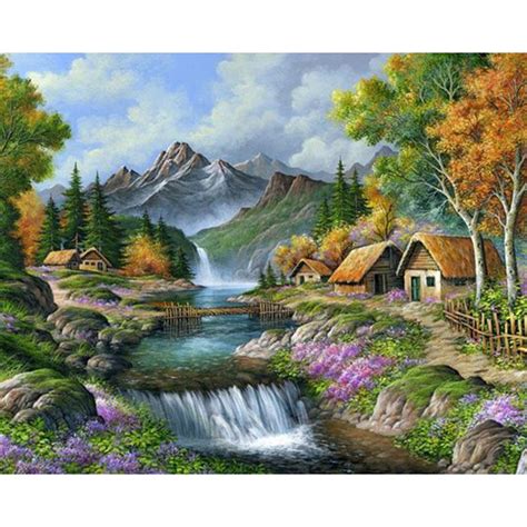 Waterfall Landscape Painting At Explore Collection