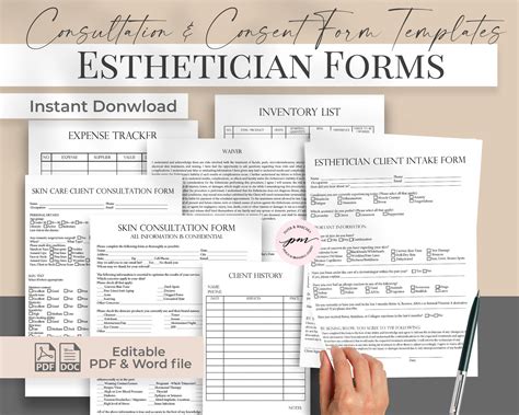 Esthetician Client Intake Form Template Skin Care Etsy Business Planner Makeup Artist