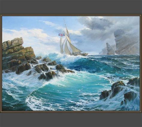 Boat Painting By Alexander Shenderov Ocean Painting Sailboat Etsy
