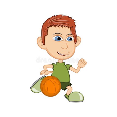 The Boy Playing Basketball Cartoon Vector Illustration