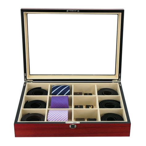 Tie Display Case For 12 Ties Belts And Mens Accessories Black Carbon