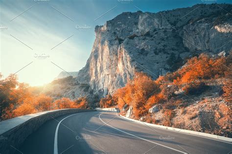 Landscape With Beautiful Empty Mountain Road Containing Road Landscape