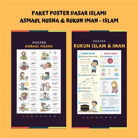 Seorang muslim wajib melaksanakan shalat. Paket Poster Anak Edukasi Belajar Dasar Islami, Poster ...