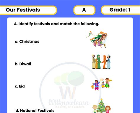 Worksheet On Festivals Of India