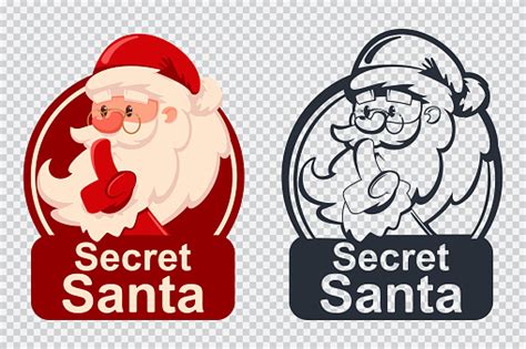 Secret Santa Vector Cartoon Funny Christmas Icon Isolated On A