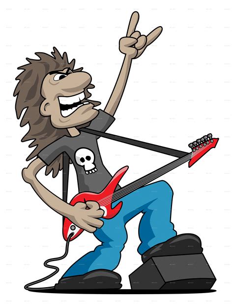 Heavy Metal Rock Guitarist Cartoon Vector Illustration By Jeffhobrath