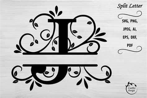 Letter J Split Monogram Letter J Floral Alphabet Svg Dxf By Lusiko Design Thehungryjpeg