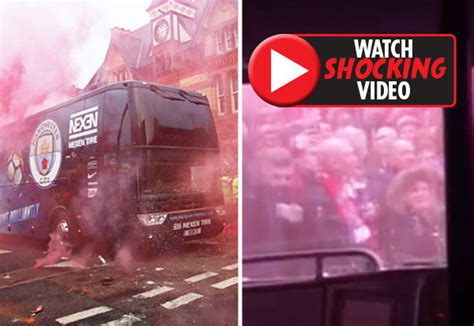 The visitors' team bus was given a police escort on its arrival to anfield. Man City staff blast Liverpool 's*****t city in England ...