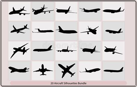 Silhouette Of Airplane Shadowmilitary Aircrafts Icon Setfighter Jet