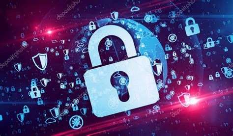 Candado Ciberseguridad Protección Informática Y Símbolos De Seguridad
