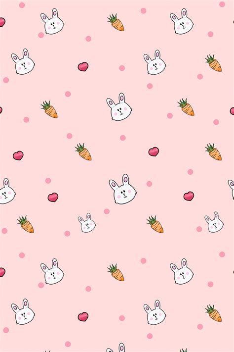 พนหลงHand Drawn Background Cute Cartoon Background Bunny Tile ภาพวอลลเปเปอรสำหรบดาวนโหลด