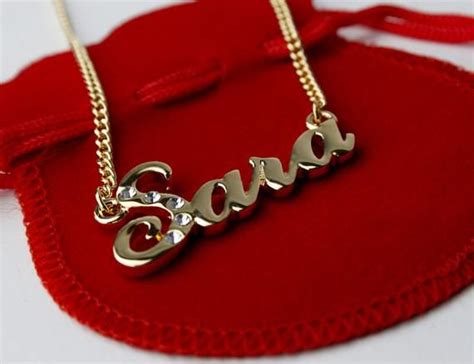 Name Necklace Sara Gold Plated 18ct Personalised Necklace With