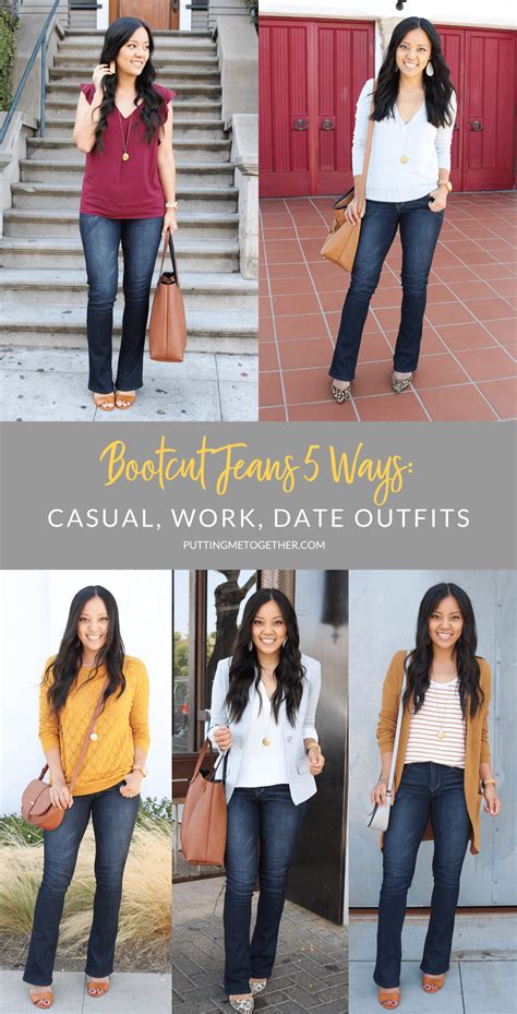 Five Outfits With Bootcut Jeans For Work Dates And Casual Outfits