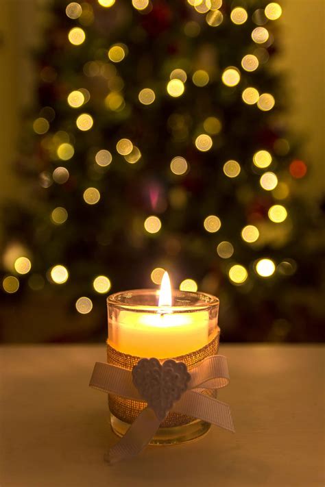 HD Wallpaper Lighted Votive Candle With Bokeh Lights Christmas Candle