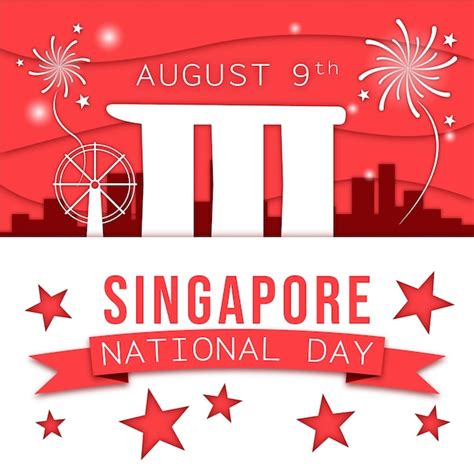 Premium Vector Paper Style Singapore National Day Illustration
