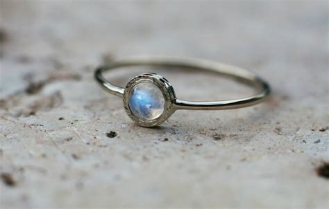 Rainbow Moonstone Ring In 14k White Gold Moonstone Engagement Ring