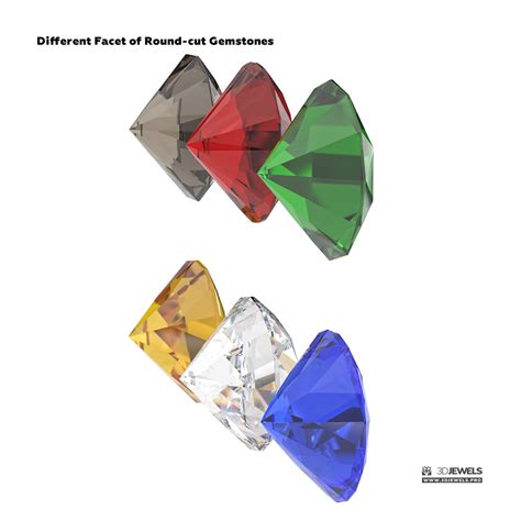 Different Facet Count Of Round Сut Diamond 3d Models Pack1 3djewels