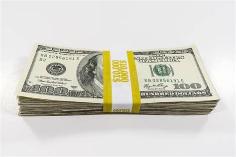 Ten Thousand Dollar Stack With Currency Strap Stock Image Image Of