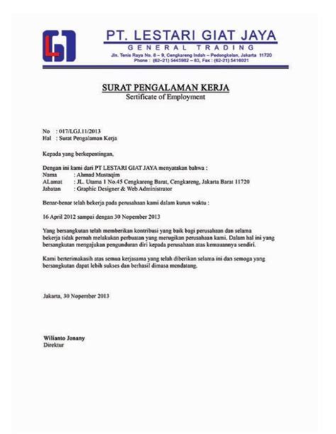 Berikut contoh surat lamaran pekerjaan terbaru 2019 resmi yang baik dan benar dengan format formal yang bisa anda unduh untuk melamar di perusahaan bumn. Contoh Surat Pengalaman Kerja Guru Sekolah - Backup Gambar