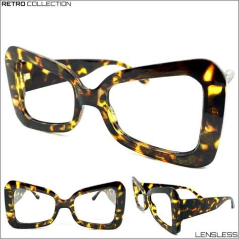 Oversized Retro Lensless Eye Glasses Big Large Thick Tortoise Frame Only No Lens Ebay