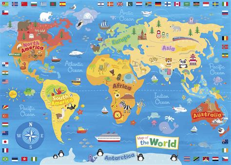 Illustrated Map Of The World For Kids Childrens World Map Maps For