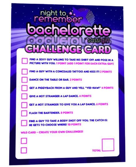 Wd Night To Remember Bachelo Challenge Cards Card Challenges Bachelorette Bachelorette