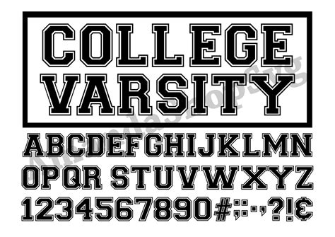 Varsity Font Svg Ttf Alphabet Sports Font School Font Digital
