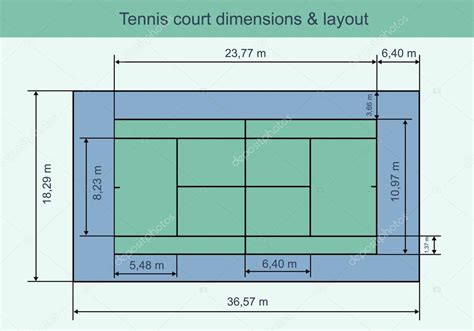 Big Tennis Court With Dimensions And Layout — Stock Vector © Dina