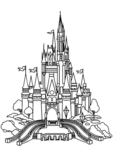 Coloriage Chateau Disney à Imprimer  Castle coloring page, Disney