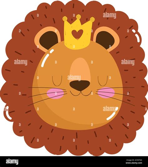 Cute Animals Lion Head Cartoon Isolated Icon Design White Background
