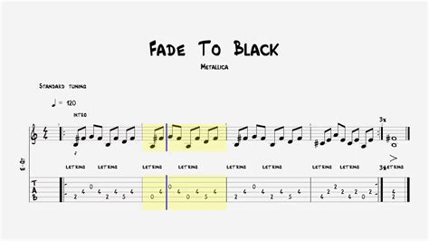 Guitar Tab Fade To Black Youtube