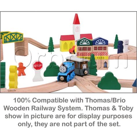 100 Piece Orbrium Toys Triple Loop Wooden Train Set Fits Thomas