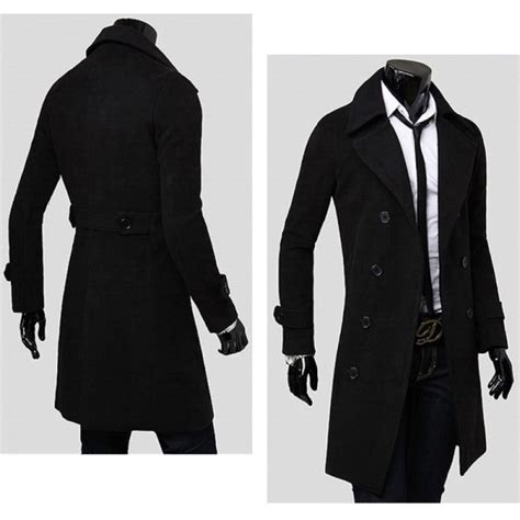 Top Level Fashionable Double Breasted Double Woolen Sides Long Type Men