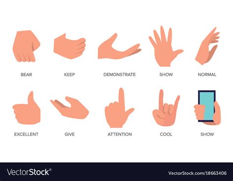 Gestures Set Hands In Different Emotions Vector Image